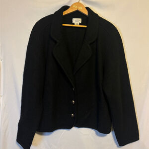 Carroll Reed 100% Wool Blazer Jacket XL Black Vintage Hong Kong Made Button